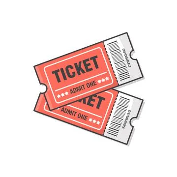 Two Tickets Vector Icon Illustration. Ticket For Entrance To The Event 库存插图