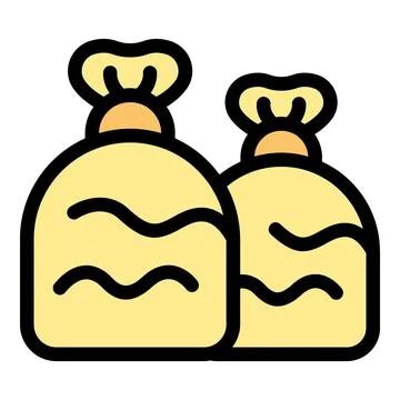 Two tied sacks of flour, baking ingredients for delicious pastries Stock Illustration
