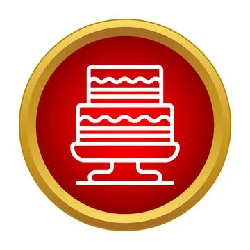 Two tier dessert cake icon standing on a red background Stock Illustration