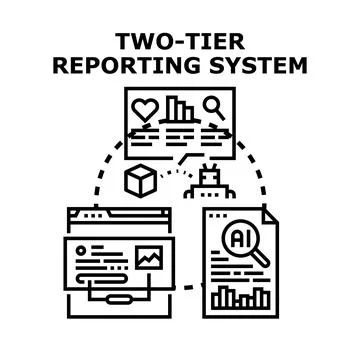Two tier reporting system with artificial intelligence automation Stock Illustration