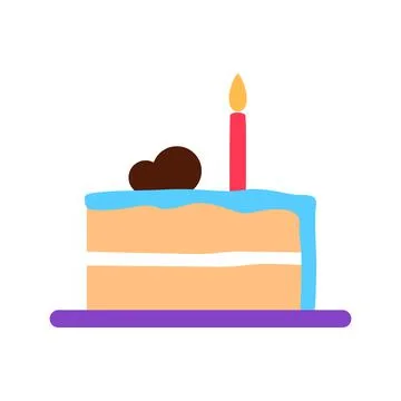 Two tiered flat cake slice on white background. Stock Illustration