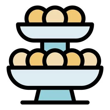 Two tiered serving tray displaying round food items Stock Illustration