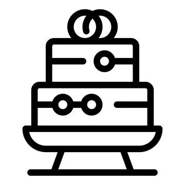Two tiered wedding cake with rings on top icon Stock Illustration