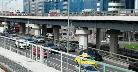 Two tiers of highways, an intense the flow of traffic Stock Footage 67468367