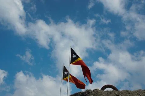 Two Timor-Leste Flag 写真素材