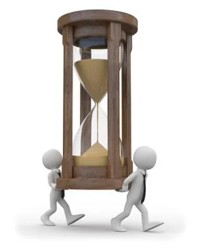 Two tiny men carrying a huge hourglass Stock Illustration