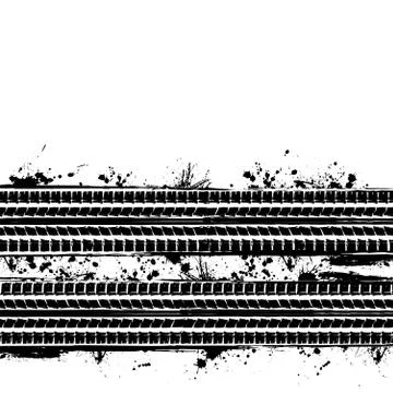 Two tire track with blots Stock Illustration