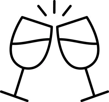 Two toasting wine glasses line icon Stock Illustration