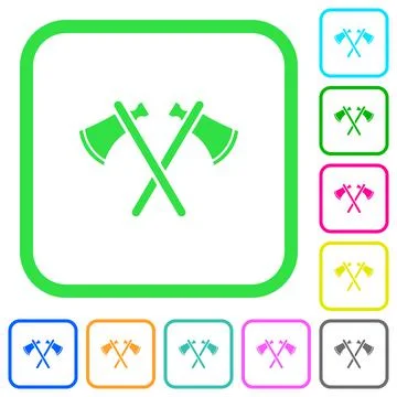 Two tomahawks vivid colored flat icons Stock Illustration