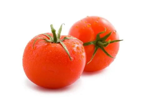 Two tomatoes isolated Stock Photos