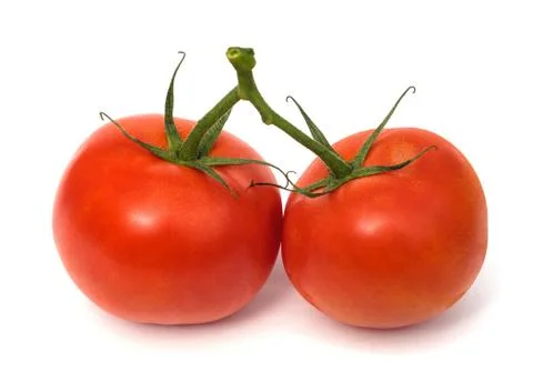Two tomatoes isolated Stock Photos
