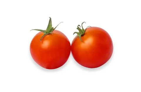 Two tomatoes isolated on the white background Stock Photos