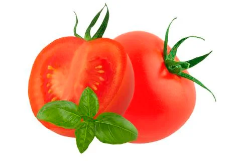 Two tomatoes isolated on white Stock Photos