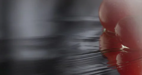 Two tomatoes slide across the frame Stock Footage 201269088