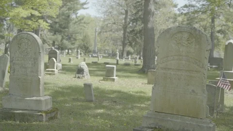 Two Tombstones Flag Stock Footage 92423713