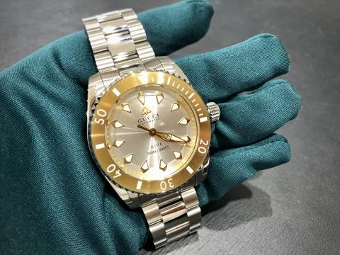 Two tone automatic Gucci watch Foto stock
