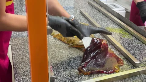 Two Tone Candy Slab Cooling On Granite 스톡 동영상 342515272
