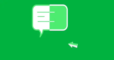 Two-tone chat bubble and arrow cursor floating on transparent background, Stock Footage 317669521