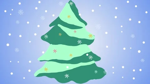 Two tone color pine tree with snow fall Video stock 252950477