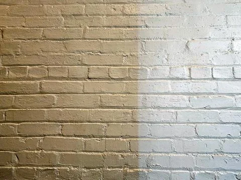 Two-tone Painted Brick Wall Stock Photos