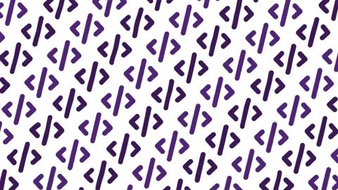 Two-tone purple coding icons drift upward with rotation on white background Stock Footage 311794069