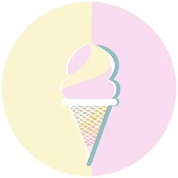 Two Tone Soft Serve Ice Cream Cone Strawberry and Vanilla flavor vector Stock Illustration