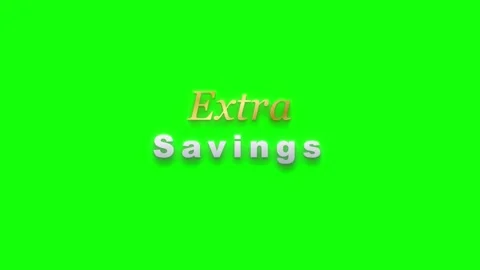 Two-tone text Extra Savings with orange and silver metallic finish on green.. 動画素材 336365229