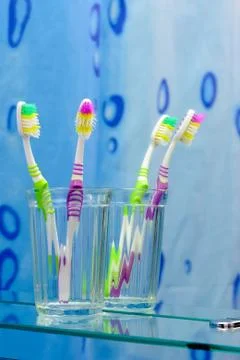 Two Toothbrushes in the Bathroom 写真素材