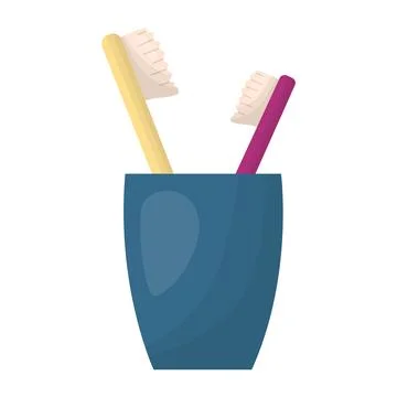 Two toothbrushes. A cup for toothbrushes. Vector illustration Stock Illustration