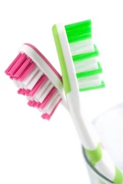 Two toothbrushes isolated Stock Photos