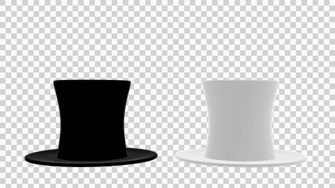 Two top hats, one black and one white, isolated on a transparent background Illustrazione stock