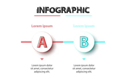 Two topics of colorful 3d paper circle in sequence for website presentation c Stock-Illustration