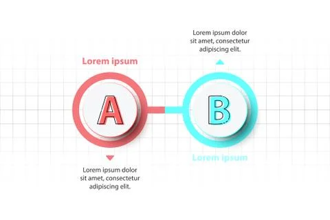 Two topics Colorful 3D paper circle on timeline for website presentation cove Stock Illustration
