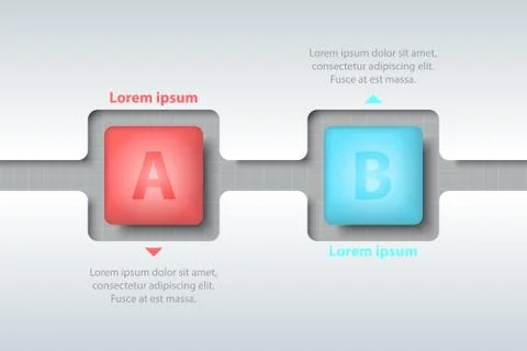 Two topics of colorful 3d square in timeline carve white template on white gr Stock Illustration