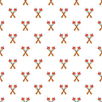 Two torches pattern, cartoon style Stock Illustration