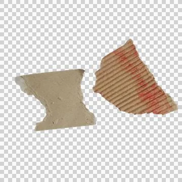 Two torn pieces of brown cardboard paper scraps isolated on a transparent b.. Фото