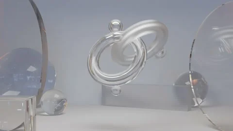 Two torus connected like chain links, oddly satisfying, Abstract background Stock Footage 227862437