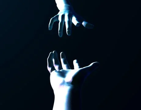 Two touching hands, future technology and artificial intelligence Stock Illustration