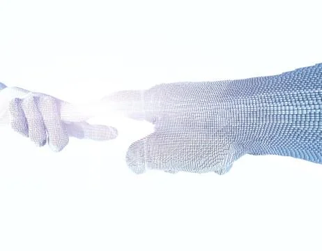 Two touching hands, future technology and artificial intelligence Stock Illustration