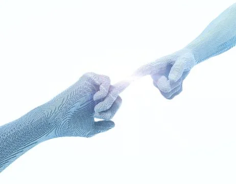 Two touching hands, future technology and artificial intelligence Stock Illustration