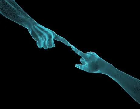 Two touching hands, future technology and artificial intelligence Stock Illustration