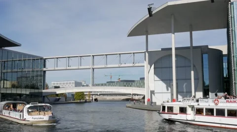 Two tour boat spasses Marie-Elisabeth-Lüders-Haus Stock Footage 59087728