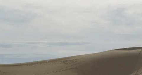 Two tourists walking on sand dune on a sunny day Stock Footage 107614991