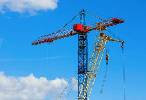 Two tower cranes Stock Photos