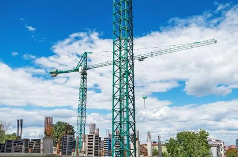 Two tower cranes Stock Photos