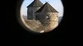 Two towers of Kamianets-Podilskyi castle, old stone fortress in western Ukraine HD Footage
