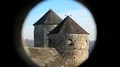 Two towers of Kamianets-Podilskyi castle, old stone fortress in western Ukraine HD Footage