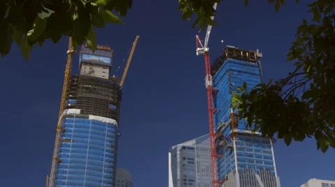 Two towers under construction Stock Footage 68720941