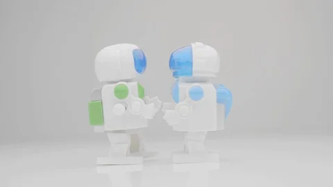 Two toy robots dancing. Video stock 128601190