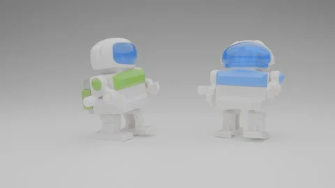 Two toy robots dancing. Stock Footage 130390435